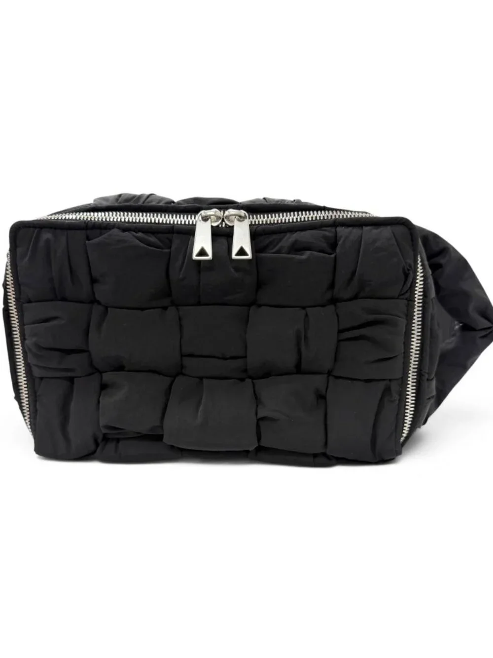 Bottega Veneta Padet Tech Cassette Intrecciato Handbag Black